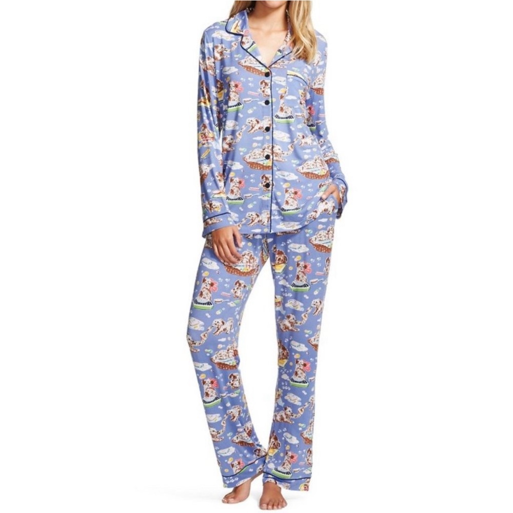 Nick and Nora Pajama Top Dog Grooming Bubble Bath Button Down Size Small - Picture 10 of 10